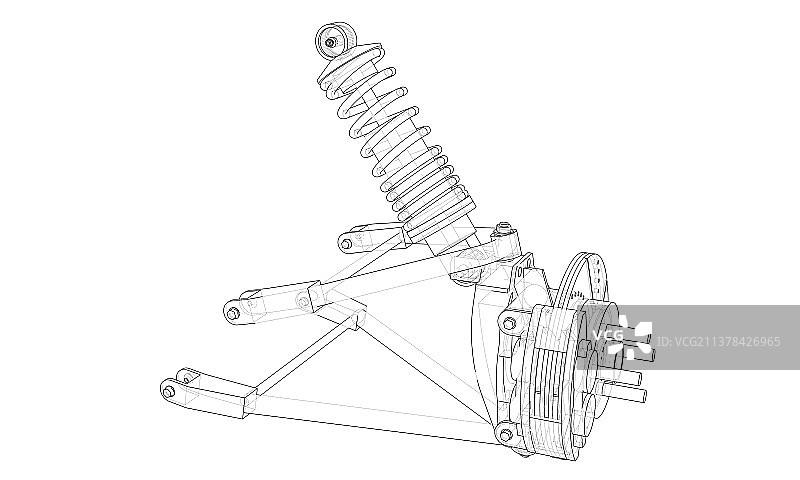 带减震器的汽车悬挂系统图片素材