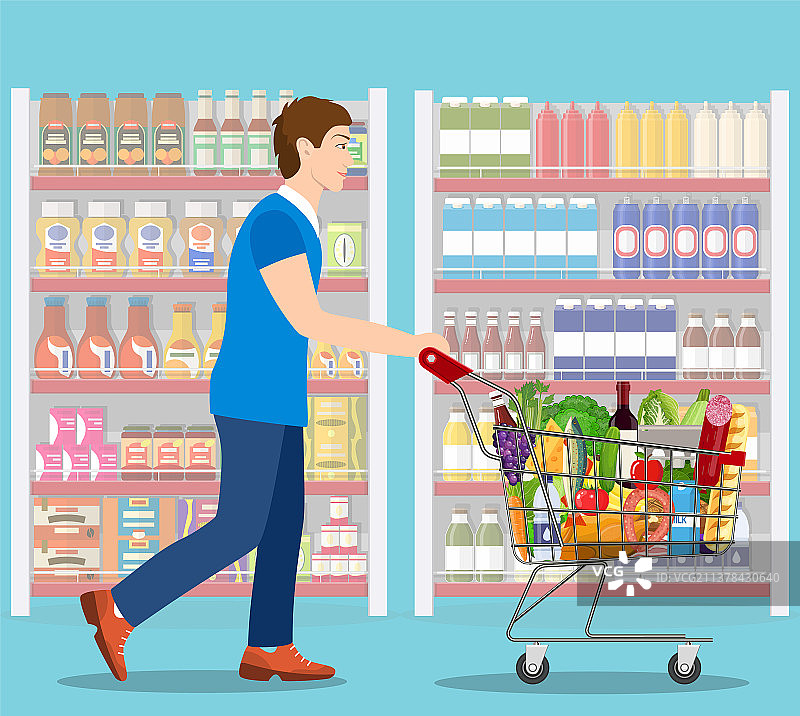 年轻男人购买杂货图片素材