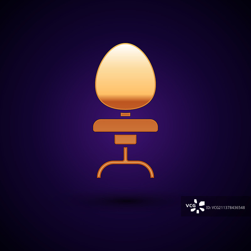 深蓝色背景上的金色办公椅图标图片素材