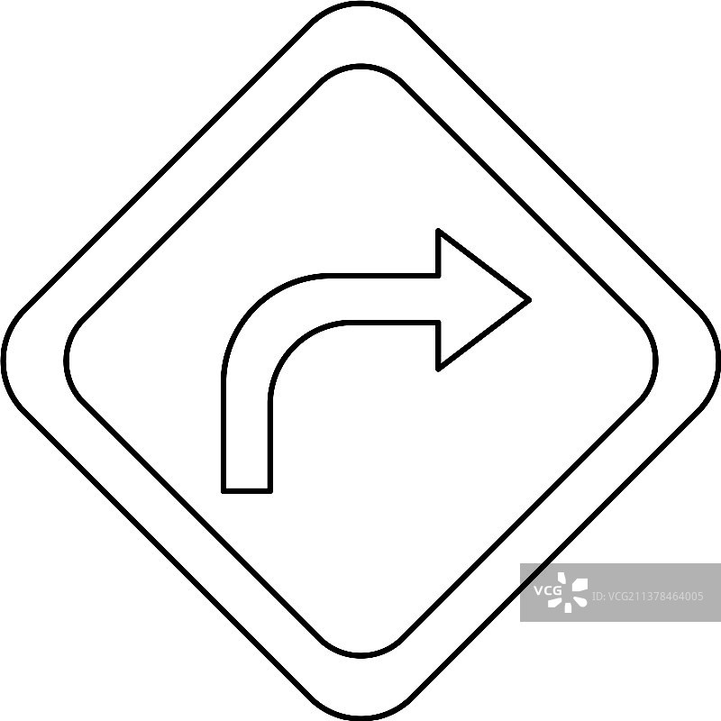 黑色右转线条图标图片素材