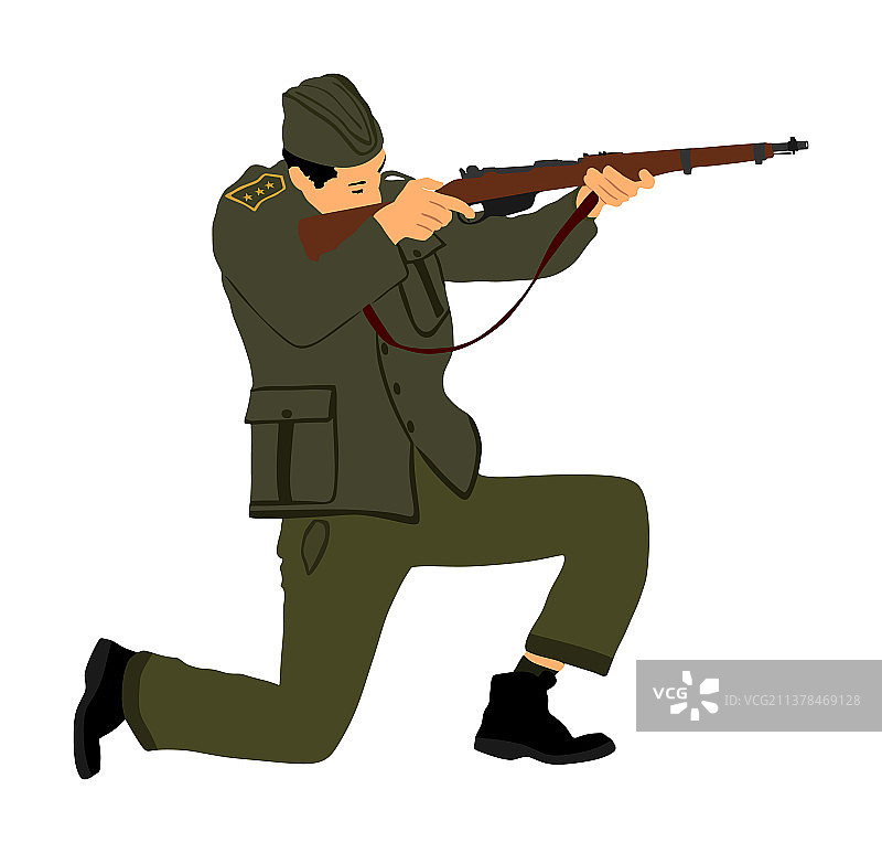 二战中手持步枪作战的红军战士图片素材