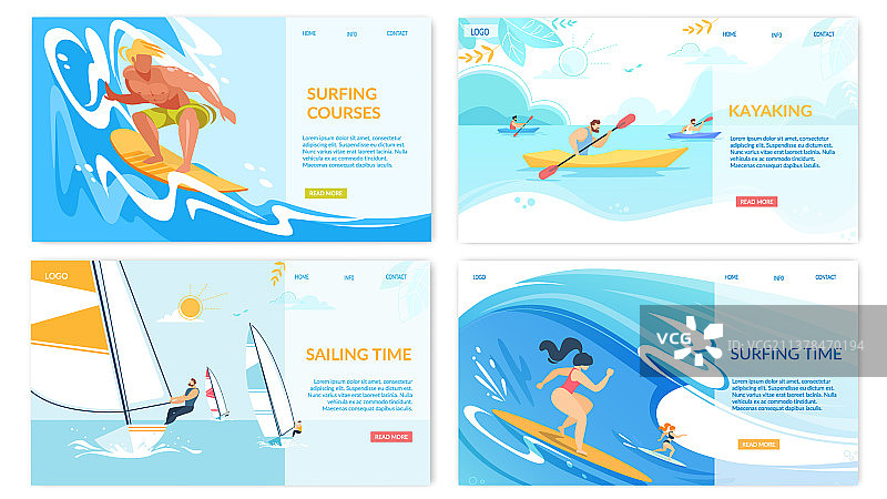 帆船冲浪皮划艇水上运动banner合集图片素材