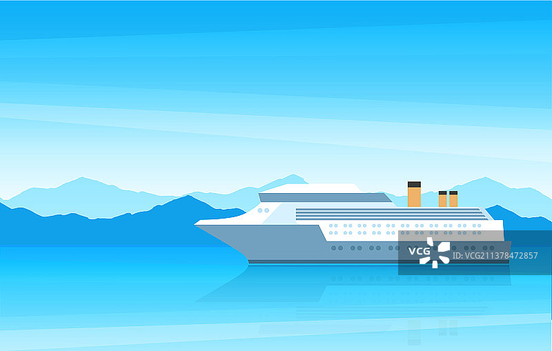 大型白色游轮风光图片素材