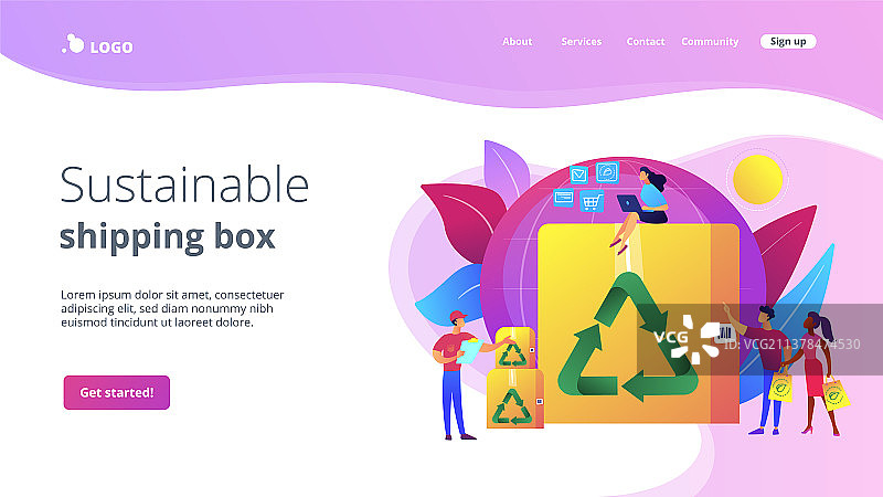 低冲击包装概念着陆页图片素材