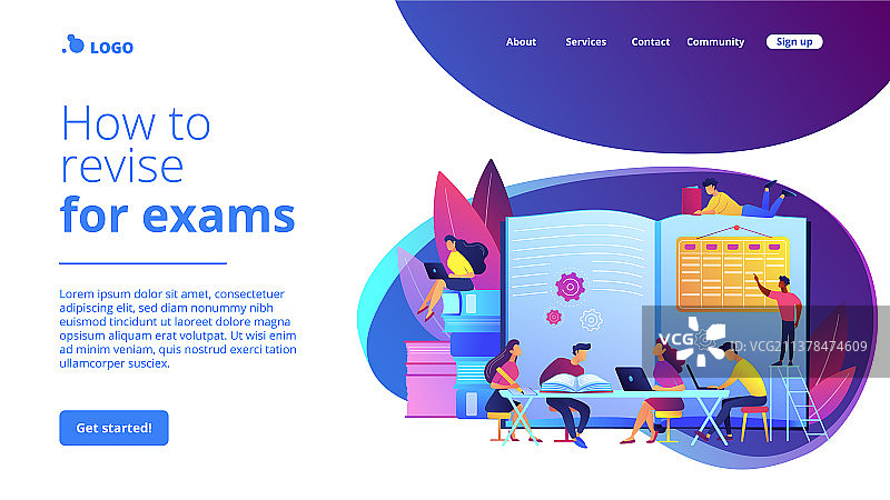 复习周概念落地页图片素材