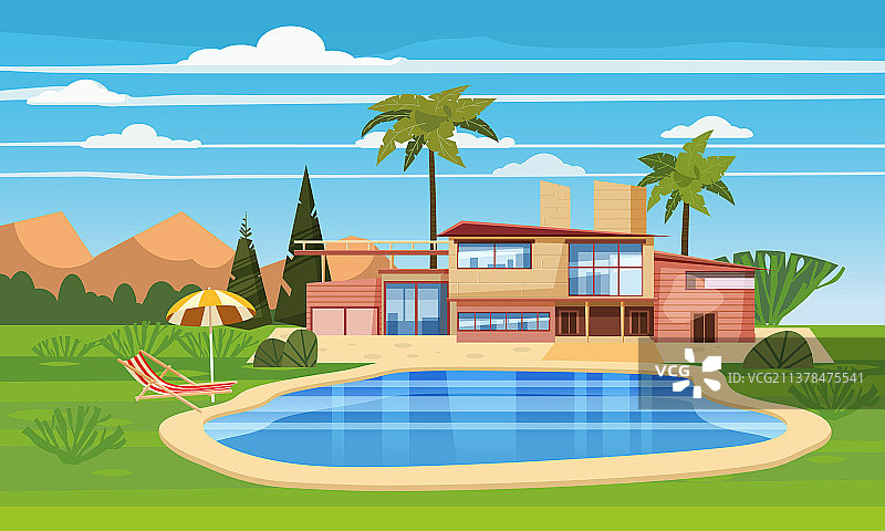 异国情调国家的现代别墅住宅图片素材