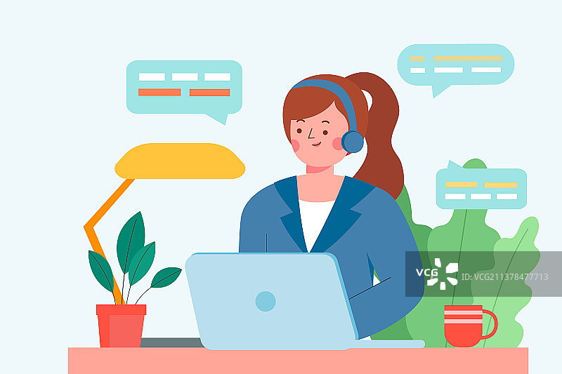 远程办公矢量插画图片素材