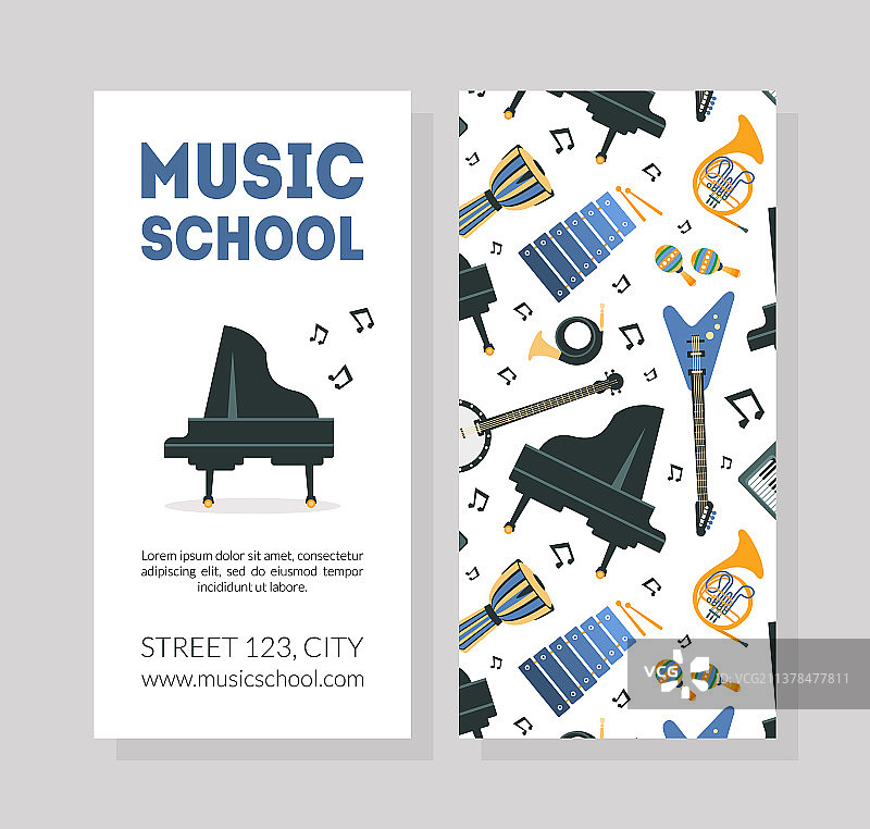 带音乐符号的音乐学校名片模板图片素材