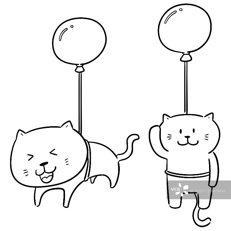 带气球的猫套装图片素材
