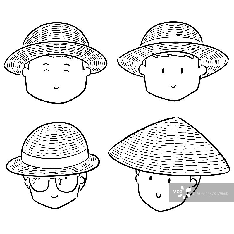 戴草帽的人群图片素材