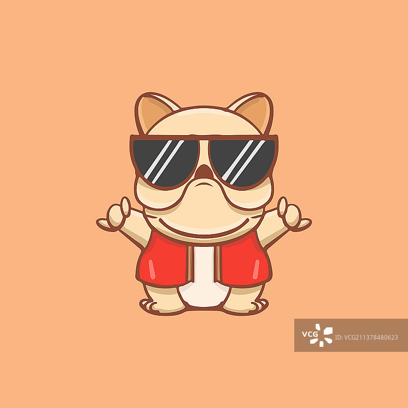 手绘卡通沙皮狗插画设计图片素材