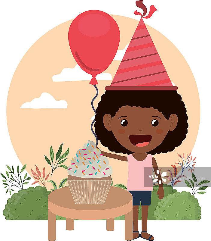 生日派对上戴着派对帽的女孩图片素材