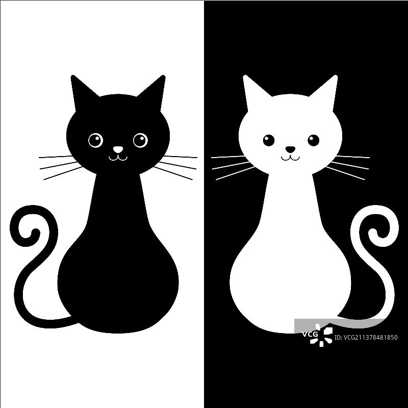 情侣猫黑白图片素材