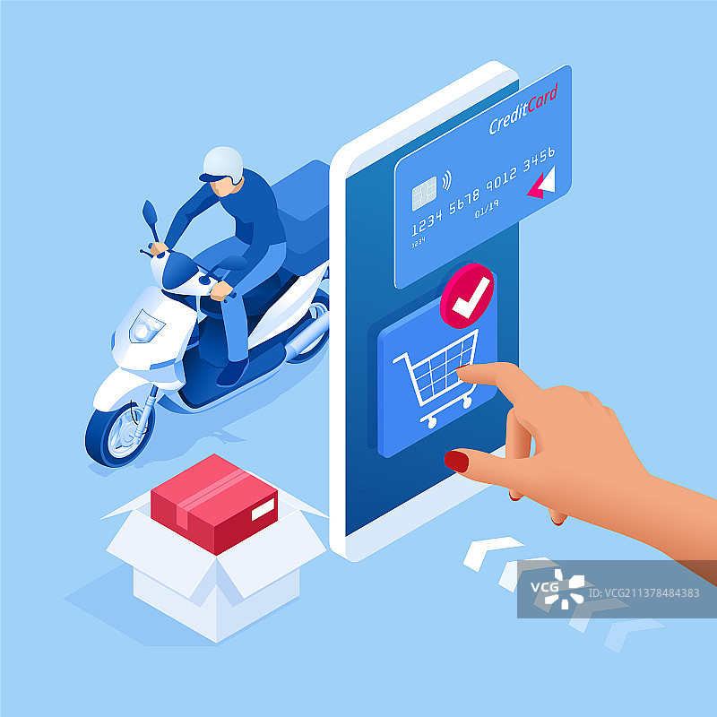 2.5D配送App等距网站模板图片素材