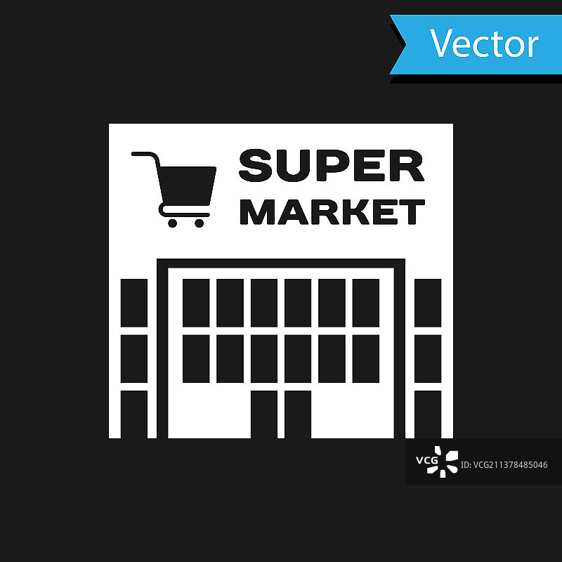 带有购物车图标的白色超市图片素材