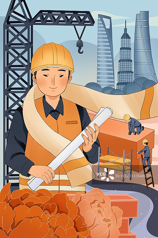 劳动节工人建设插画图片素材
