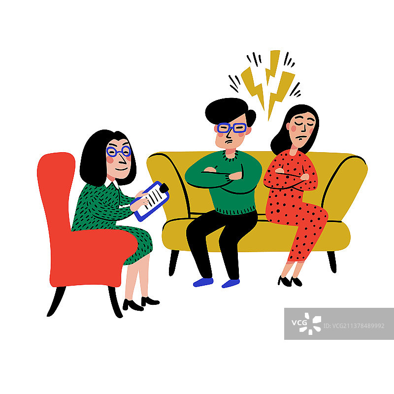 心理学：不幸福的家庭夫妻治疗图片素材
