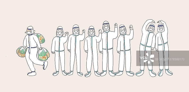 医护工作者抗击疫情，一起加油插画，五一劳动节致敬白衣天使图片素材