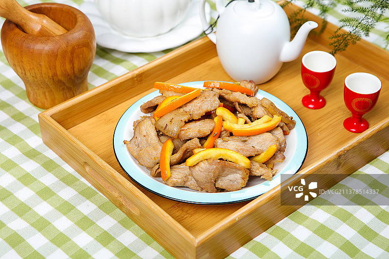 清香美味橙香肉片图片素材
