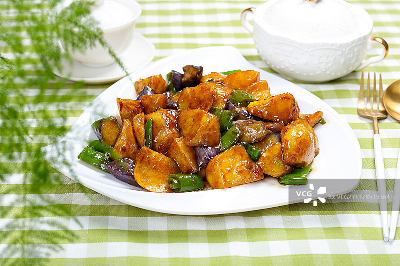 营养美味地三鲜图片素材