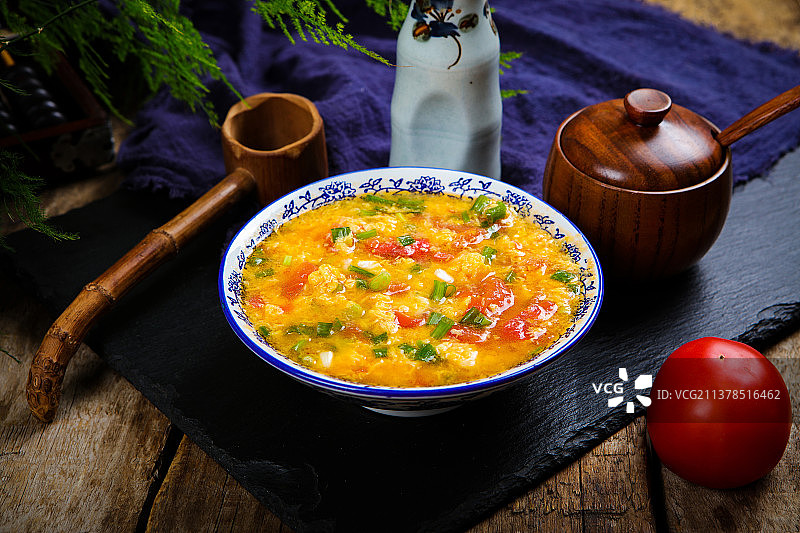 营养美味番茄鸡蛋汤图片素材