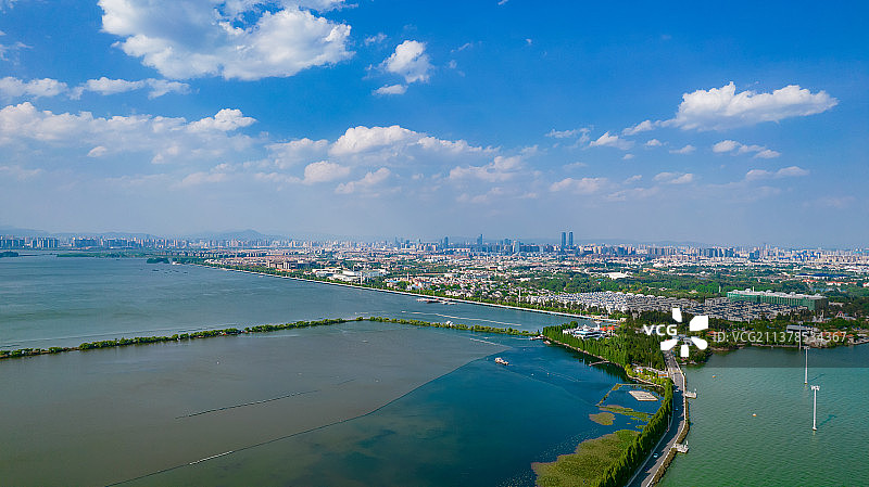 航拍昆明滇池海埂大坝图片素材
