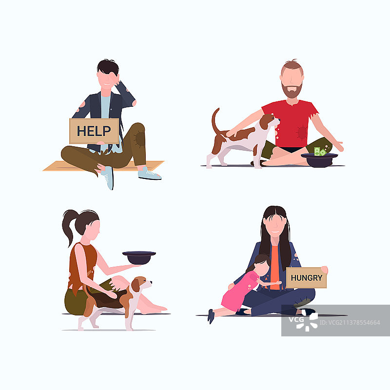 需要帮助的流浪汉和无家可归者图片素材