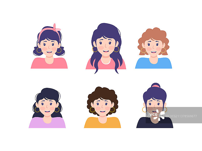 女士不同发型图片素材
