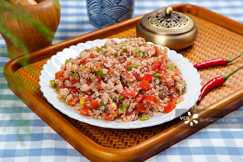 酸甜香辣的爆炒肉沫图片素材