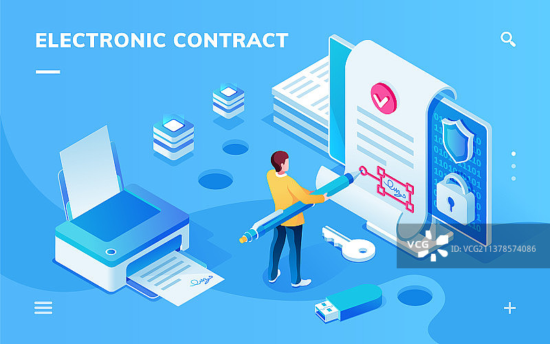 电子合同或签名App界面图片素材