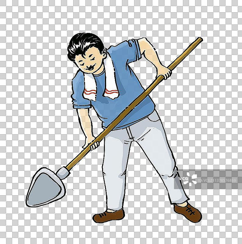 铲土的男子图片素材