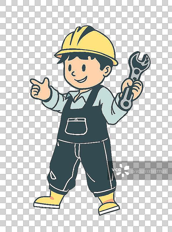 工人Q版形象图片素材