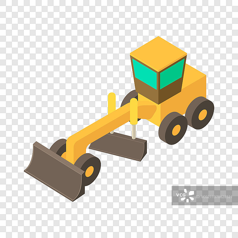 2.5D风格的黄色平地机图标图片素材