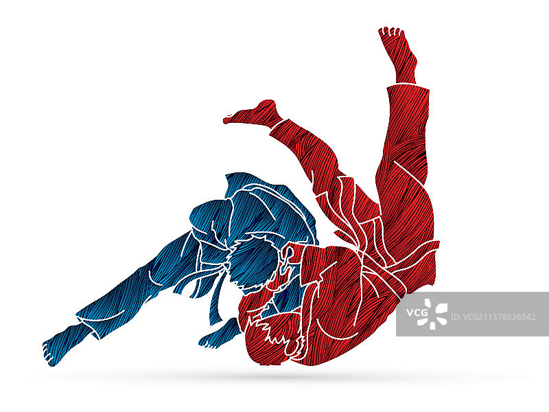 柔道动作卡通图形图片素材