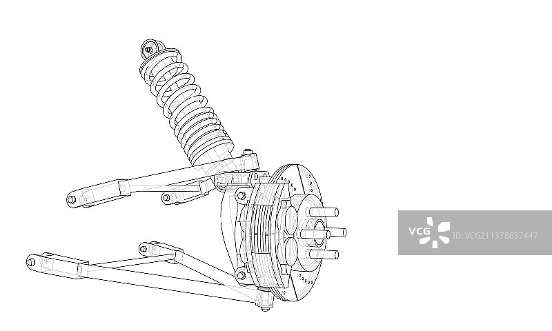 带减震器的汽车悬挂系统图片素材