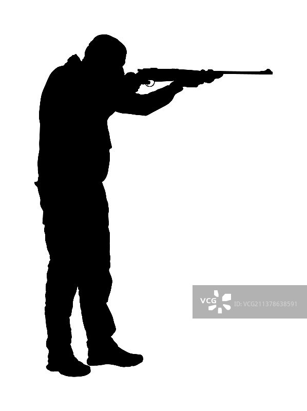 持步枪猎人轮廓士兵符号图片素材