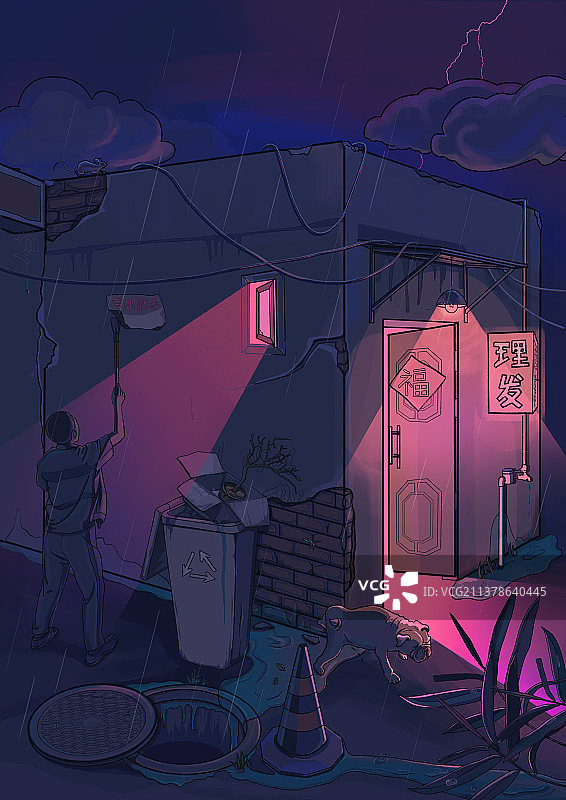 插画 夜晚 房屋图片素材