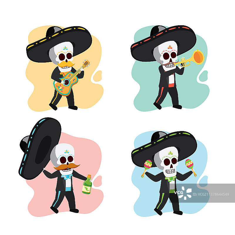 墨西哥亡灵节骷髅音乐家图片素材