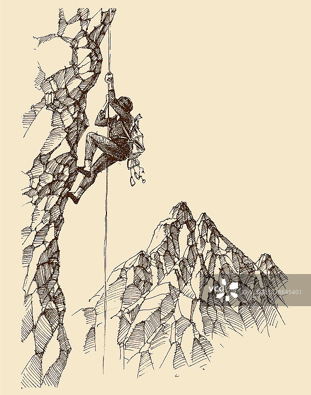 男人攀登岩石山墙壁纸图片素材