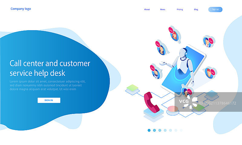 2.5D通信支持电话接线员图片素材