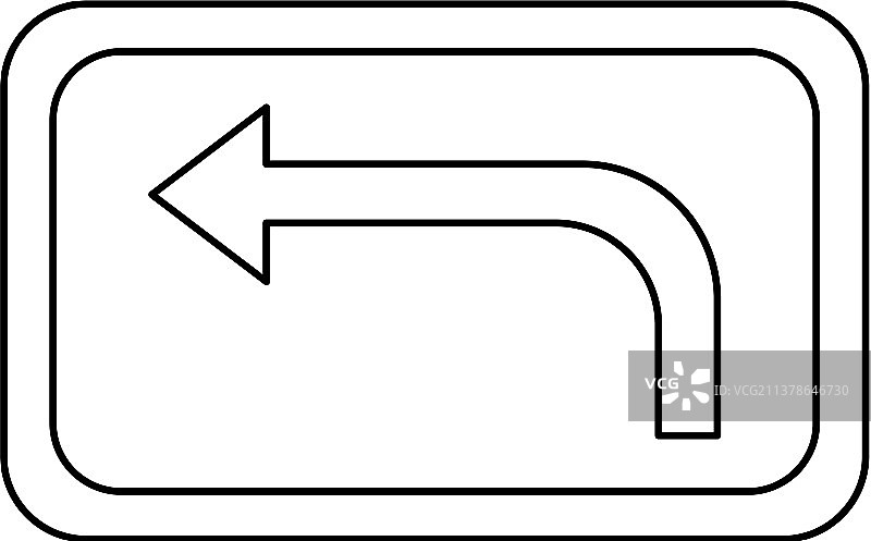 前方左转弯黑色线条图标图片素材