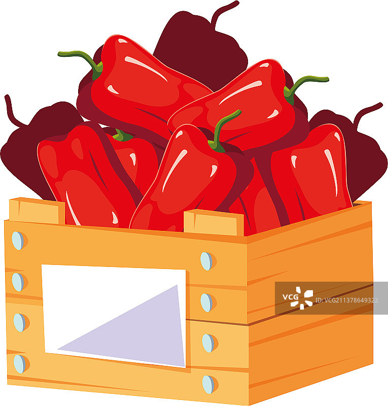 新鲜蔬菜辣椒木篮图片素材