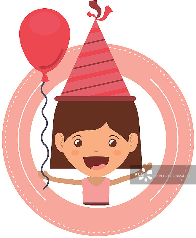 生日派对上戴着派对帽的女孩图片素材
