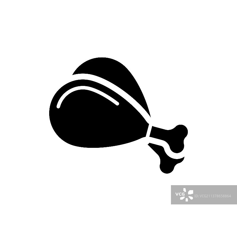 白色背景上的黑色鸡腿图标图片素材