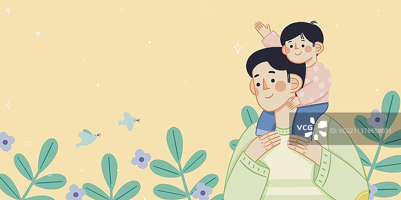 趴在爸爸背上的孩子图片素材