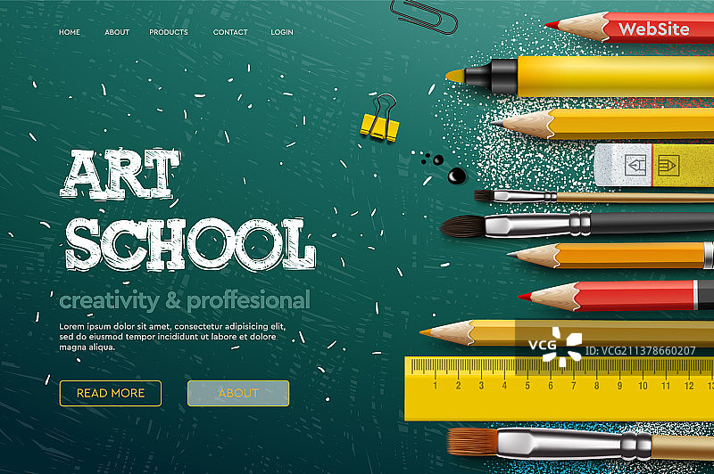 艺术学校工作室网页设计模板图片素材