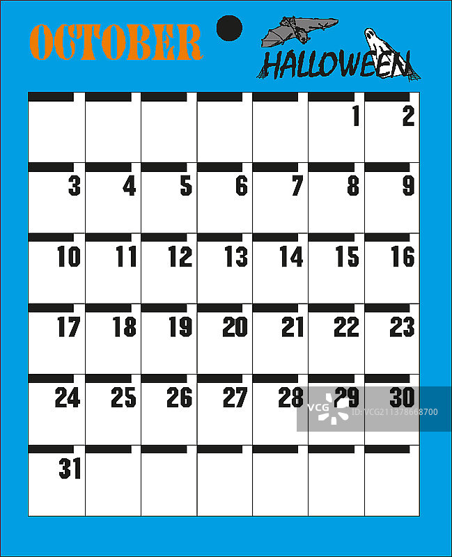 10月月度计划日历图片素材