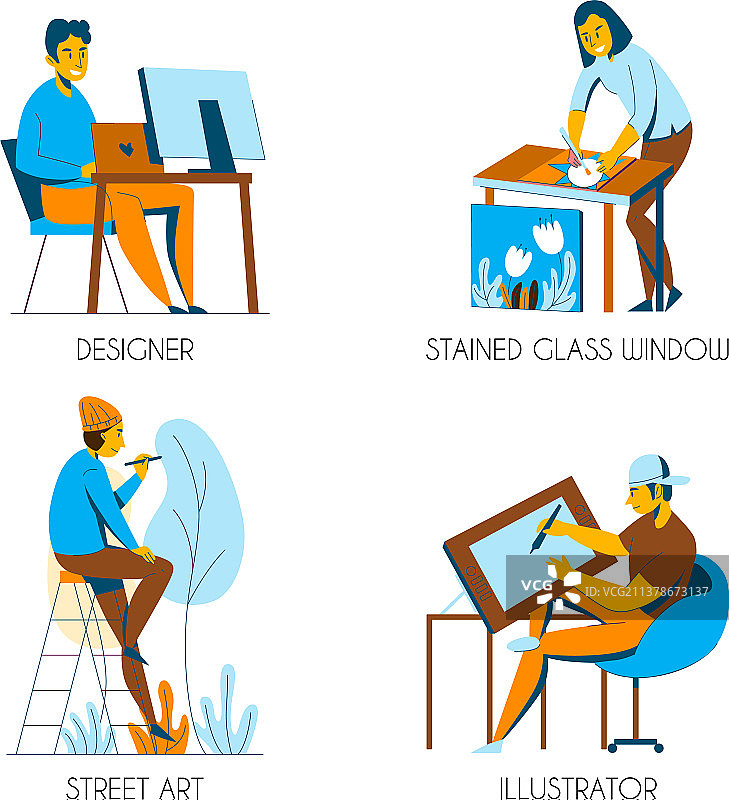 创意职业扁平化设计概念图片素材