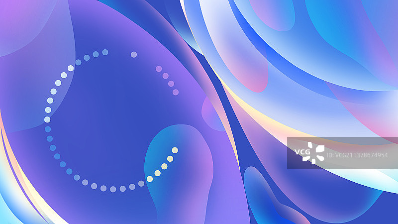 蓝色柔光渐变扁平流动手绘插画背景图片素材