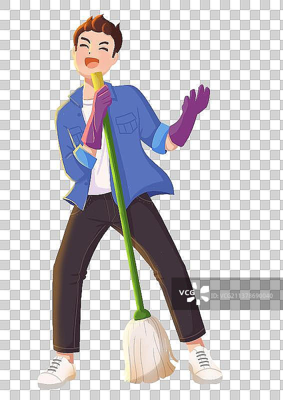 男孩打扫图片素材